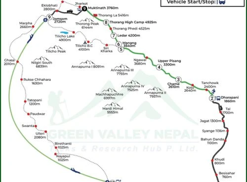 Annapurna Circuit Trek Map for 12 Days