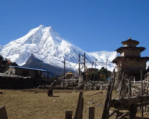 Manaslu view from lower manaslu trek