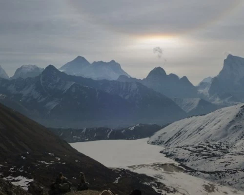 View from renjo la pass high passes trek min