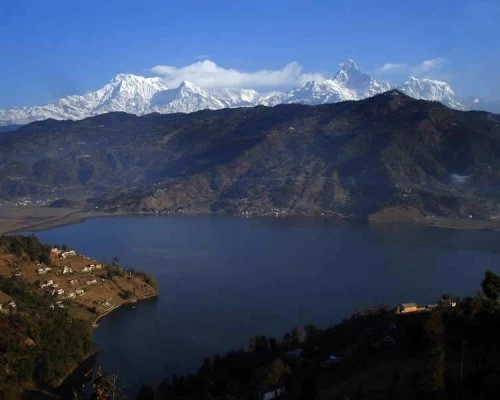 View from world peace pagoda pokhara