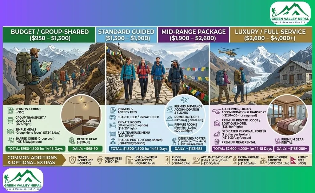 Annapurna Circuit Trek Cost by Trekking Style