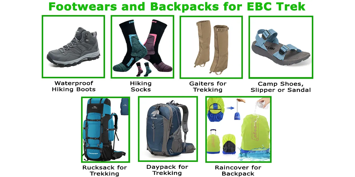Footwear and Backpack for EBC Trek