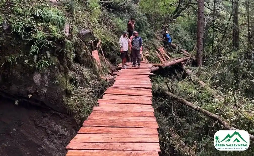 Locals Constructed Wooden Bridge over River