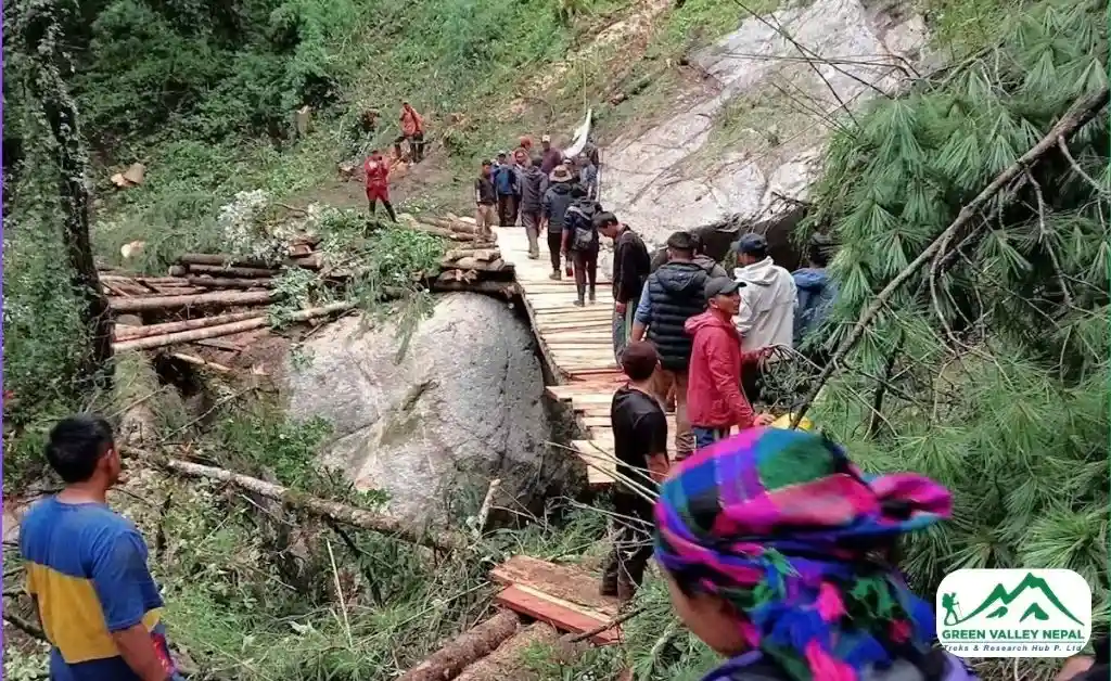 Temporary Bridge Constructed to Resume Manaslu Trek