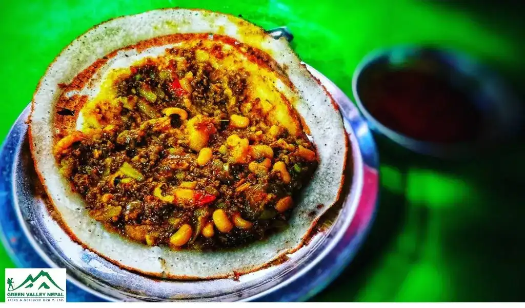 Meat Chatamari during Secret food Tour in Kathmandu