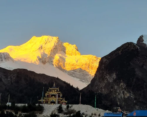 Pungen Monastery With Manaslu View From Shyala Village