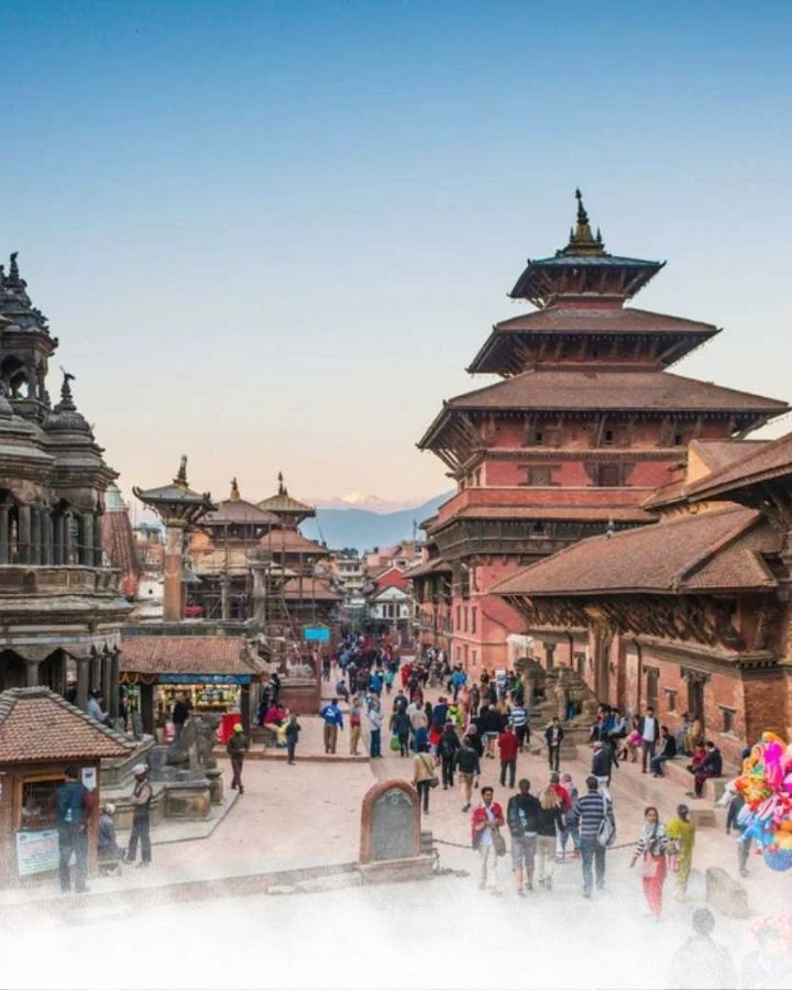 Kathmandu Crowds Outside Patan Durbar Square