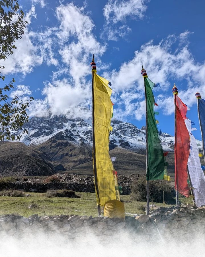 Prayer Flags Against the Peaks