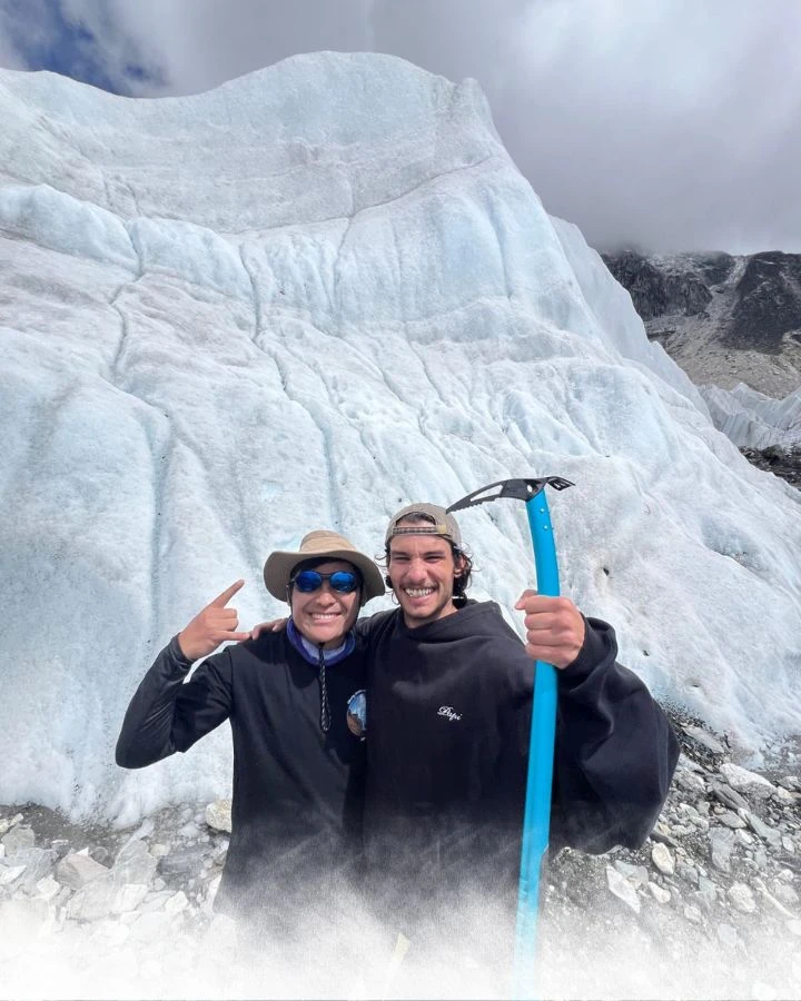Ice Axe Pose on the Glacier