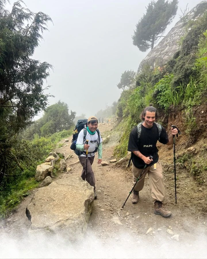Two Trekkers laughing On the Trail