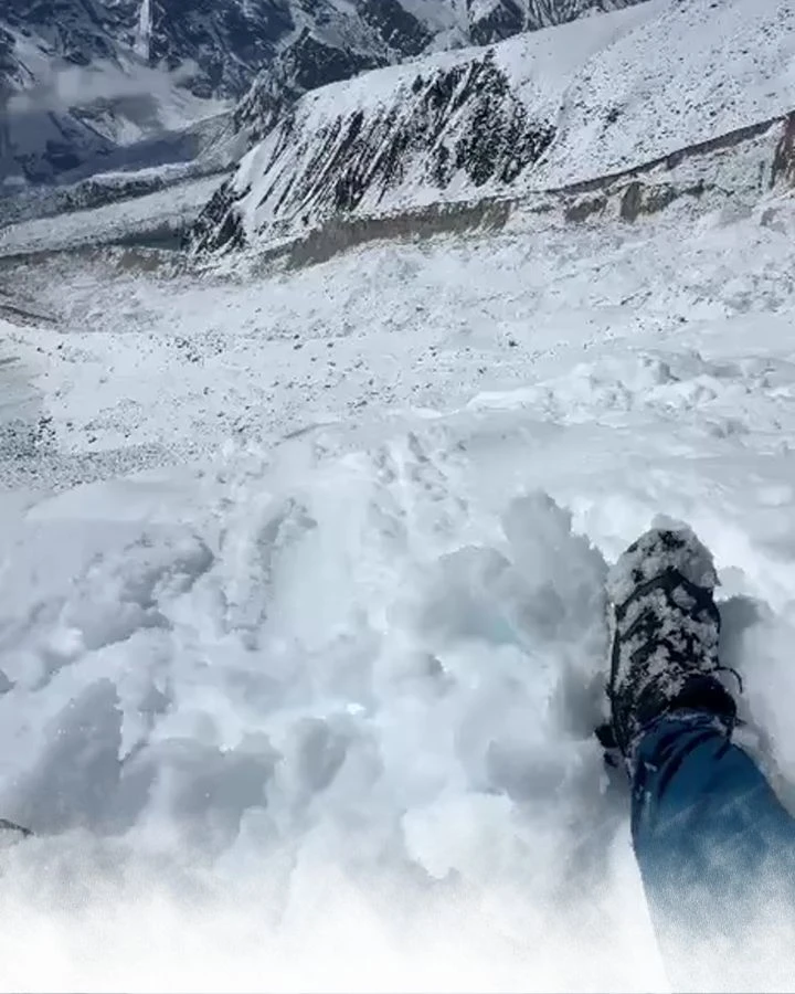 The Snowy Descent from Larke Pass